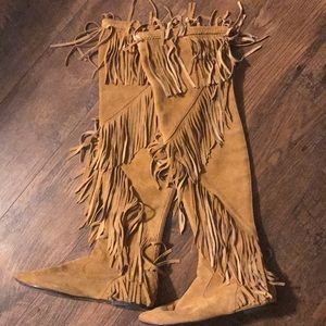 Sam Edelman Camel Suede Fringe boots